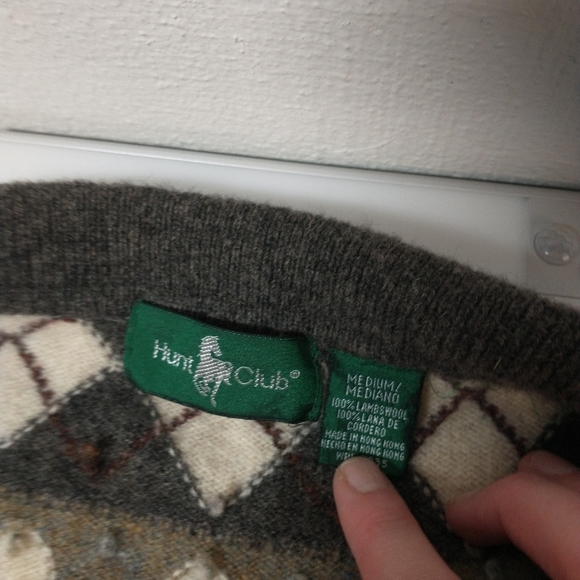 Vintage Argyle Collared 100% lambswool sweater, size M - Picture 3 of 8